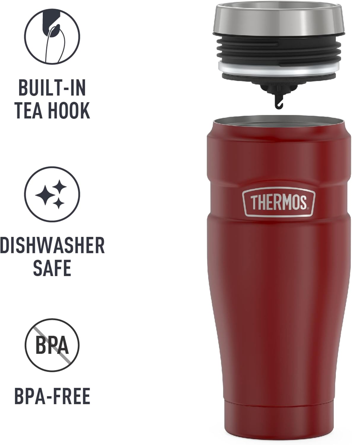 THERMOS Stainless King Vacuum-Insulated Stainless Steel Tumbler - 16oz, Midnight Blue - Insulated Coffee Tumbler for Hot & Cold Drinks - Leak-Proof & Sweat-Proof for Commuting & Traveling