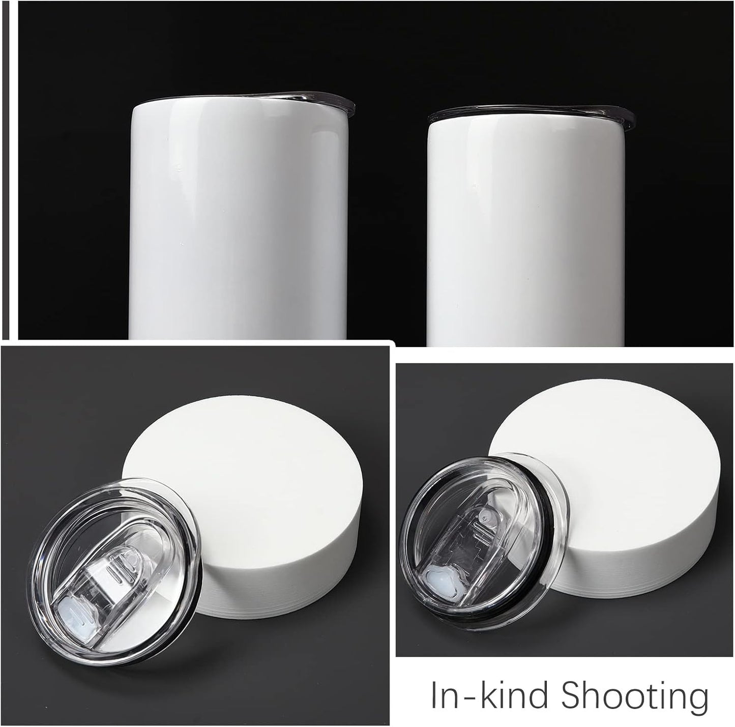 10 Pack 20 oz Skinny Tumbler Replacement Lids Plastic Splash Covers tops for 20 oz coffee cup lids Clear Cup Covers for 2.64 Inch Mouth Tumbler Cooler