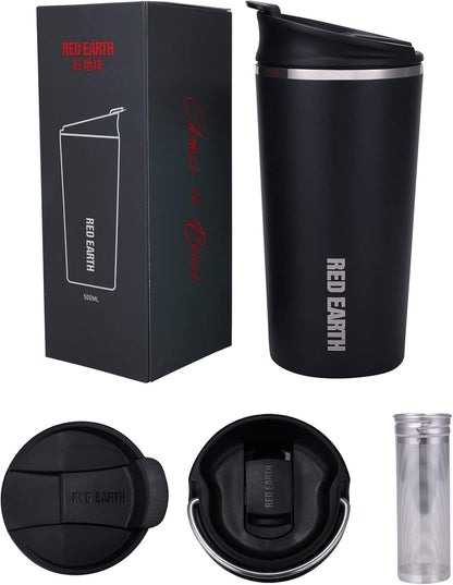 GiNT 17oz Travel Tea Mug with Infuser, 2 Lids. Vacuum Insulated 316 Stainless Steel Coffee Mug. Dishwasher Safe Tea Cup with Strainer for Hot & Cold Brew Coffee. Mothers Day Gifts for Mom (White)