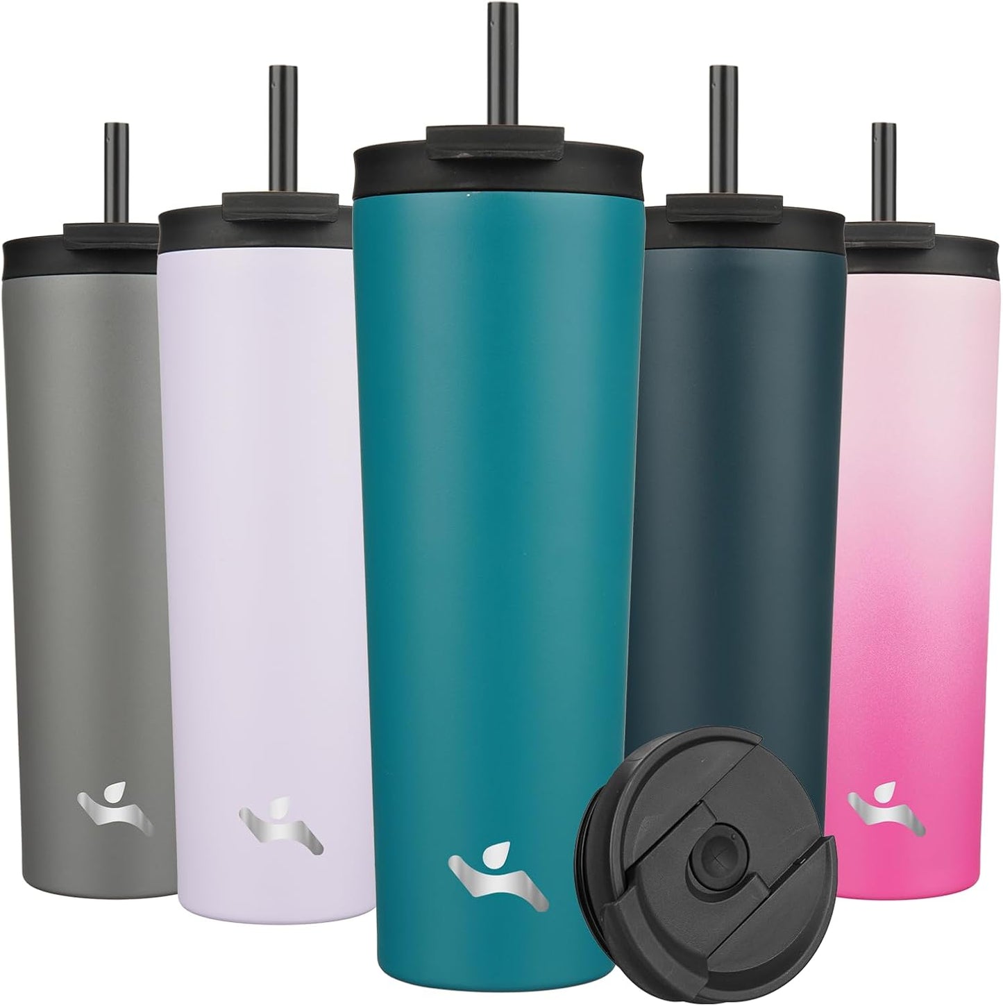 Konokyo 30 OZ Insulated Tumbler with Lid and 2 Straws Stainless Steel Water Bottle Vacuum Travel Mug Coffee Cup,Pastel Sunset