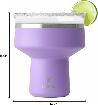 REDUCE Saltini 16 oz Cocktail Tumbler - Insulated Margarita Tumbler with Lid - Keeps Drinks Cold for 10 Hours - 360 Sippable Martini Glass Alternative - Shatterproof, Perfect for Parties - Cloud Blue