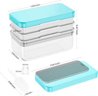 Ice Cube Tray with Lid and Bin, PHINOX 56 pcs Ice Trays for Freezer, Ice Cube Trays for Freezer with 2 trays, Container, Lid & Ice Scoop, BPA Free