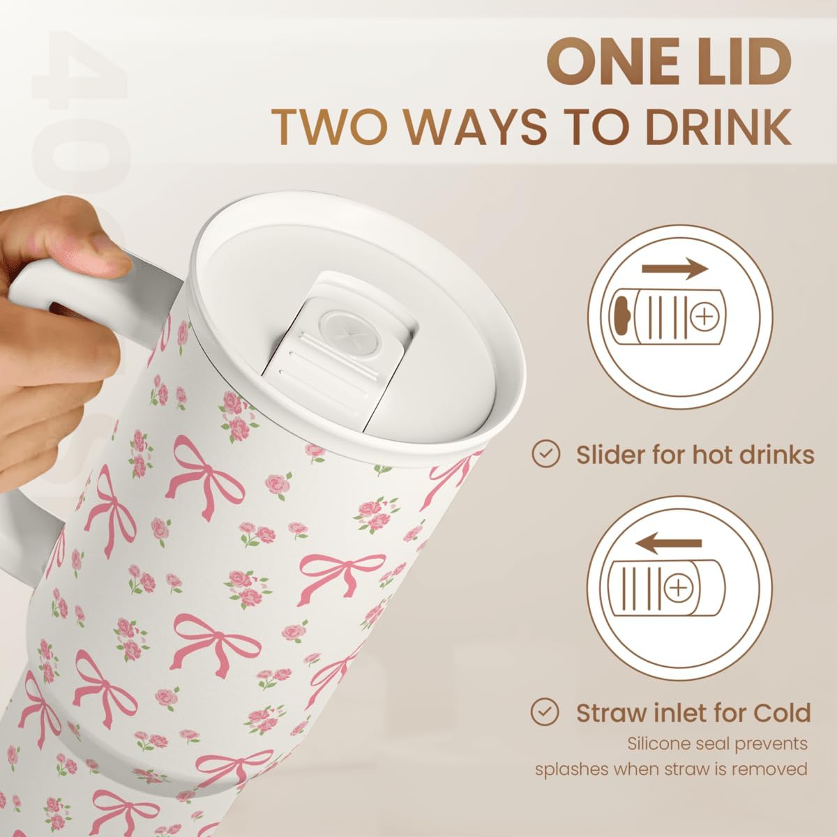SANDJEST Pickleball 40oz Tumbler With Handle and Straw, Pickleball Queen Insulated Stainless Steel Travel Coffee Mug for Women Girls Players, Gift Idea for Birthday Christmas Mothers Day
