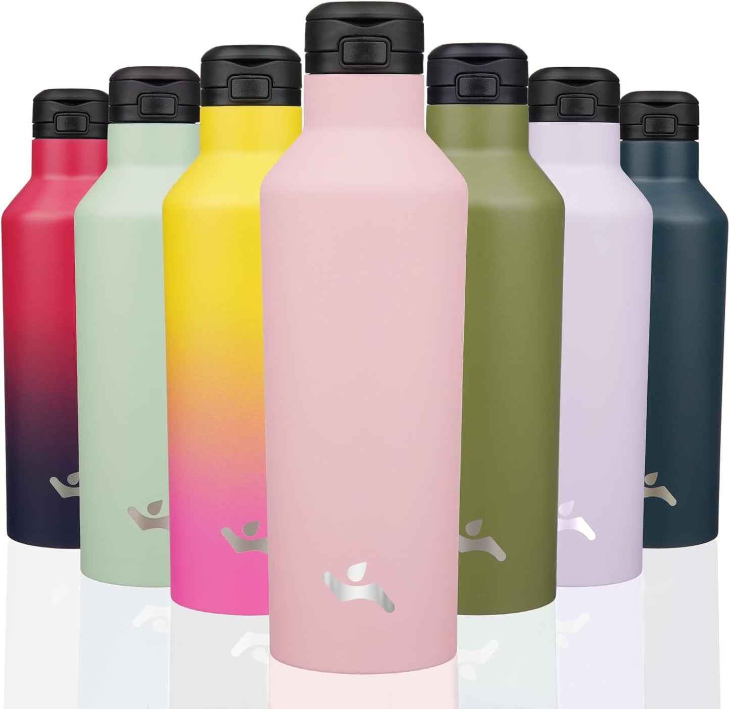 Konokyo Insulated Water Bottle with Straw,25 OZ Double Wall Vacuum Stainless Steel Water Flask with 2 Lids,Black