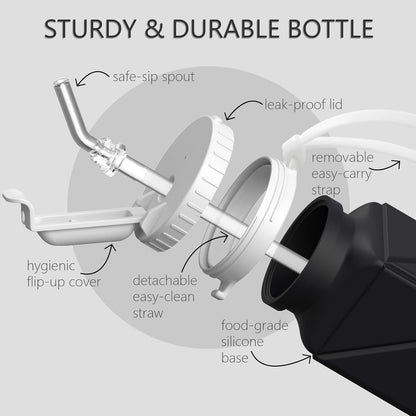 BEAUTAIL Collapsible Water Bottles 20.6oz, Silicone Foldable Portable Travel Water Bottle, Lightweight Reusable Leakproof for Traveling Camping Hiking Cycling Yoga Sports Outdoor