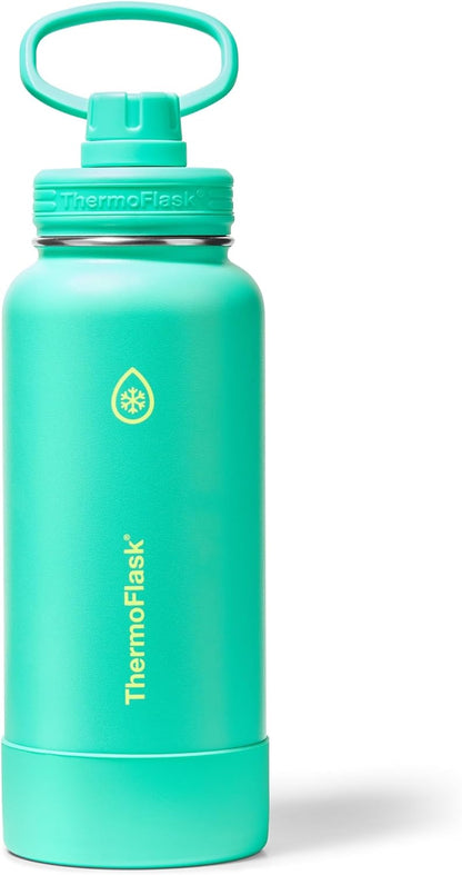 ThermoFlask Insulated Water Bottle with Spout Lid (24 oz, Lemonade Stand) - Leakproof, Stainless Steel Water Bottle for Cold & Hot Drinks, Travel & Daily Hydration