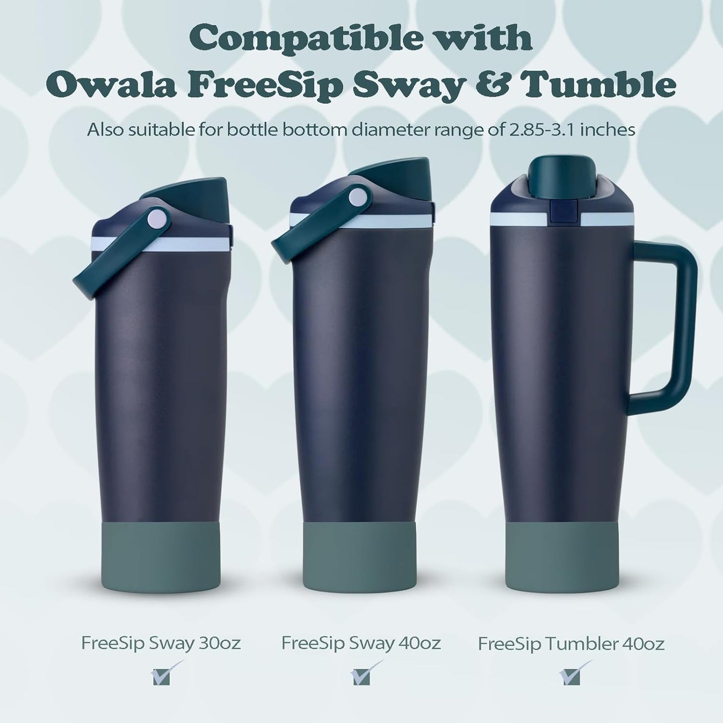 2PCS Silicone Boots for Owala 30oz & 40oz FreeSip Sway Bottles & Tumblers – Non-Slip, Scratch-Resistant, Stability Enhancer for Owala Accessories (Eucalyptus Green) - Colors B