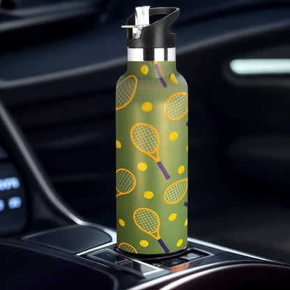 Pickleball Gifts,Pickle Water Bottle with Straw Lid Insulated Stainless Steel Travel Mugs for Sport Gym Outdoor 20oz