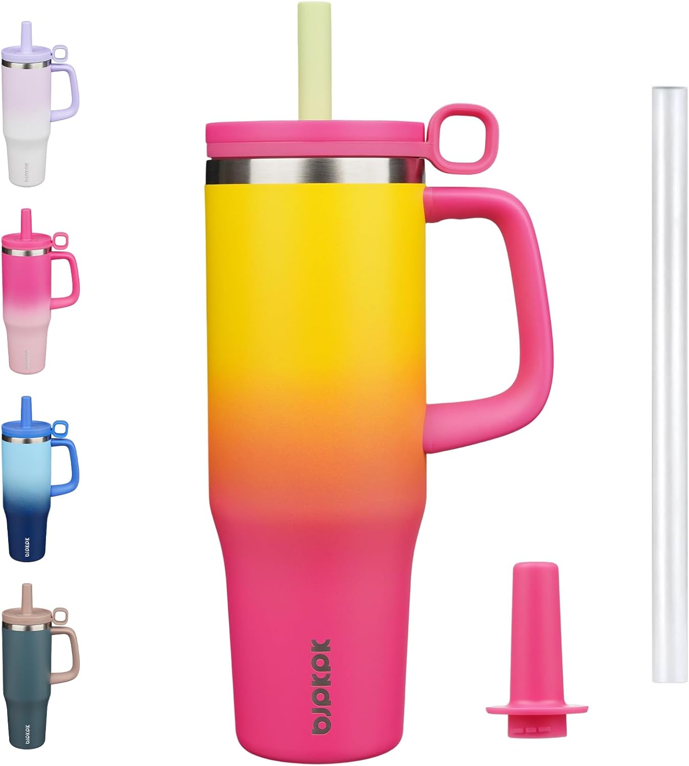 BJPKPK 50oz Insulated Tumbler with Handle Stainless Steel Travel Coffee Mug with Lid Reusable Large Water Bottle with Straw,Sky