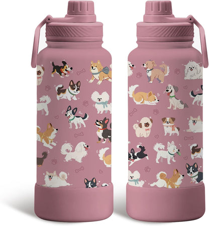 Pickleball 34oz Water Bottle with Spout Lid, Insulated Stainless Steel Travel Cup, Double Wall Vacuum Tumbler for Women Girls Ladies, Birthday Christmas Gift for Pickleball Lovers (1 pc)
