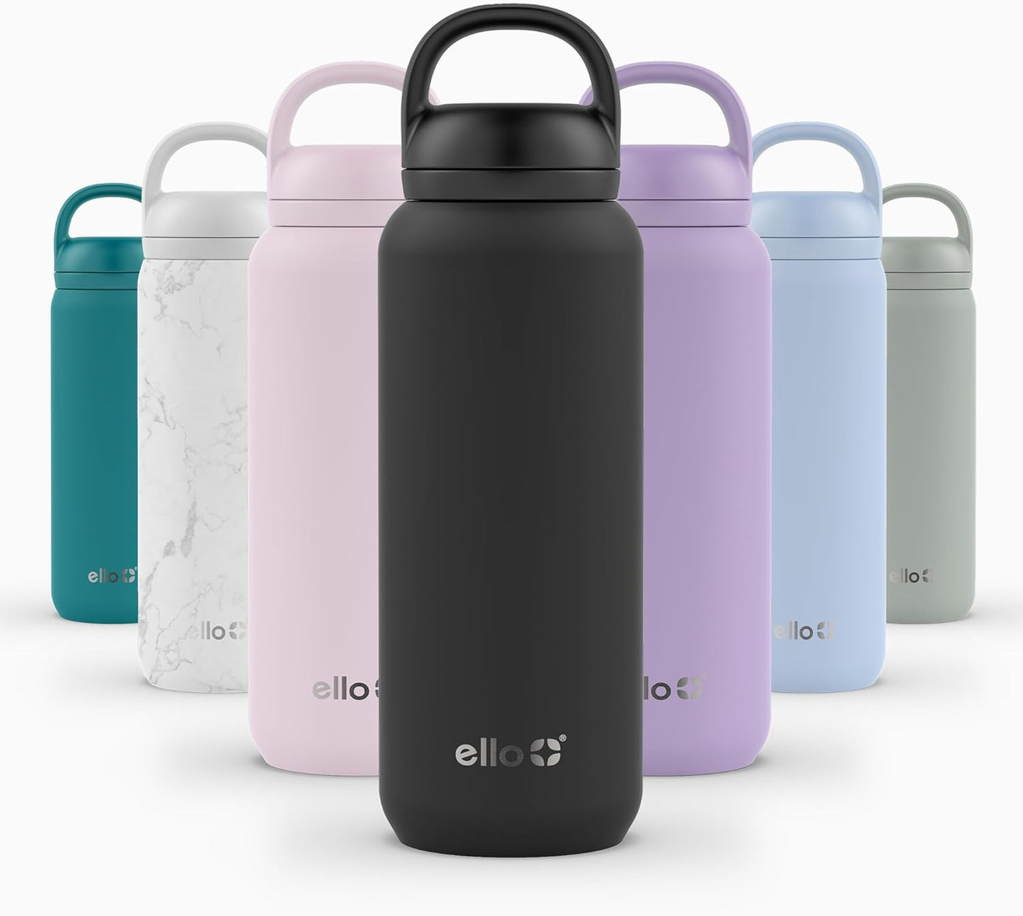 Ello Cooper 22oz Stainless Steel Water Bottle with Straw and Carry Handle, Double Walled and Vacuum Insulated Metal, Leak Proof Locking Lid with Soft Silicone Spout, Reusable, BPA Free, Lilac