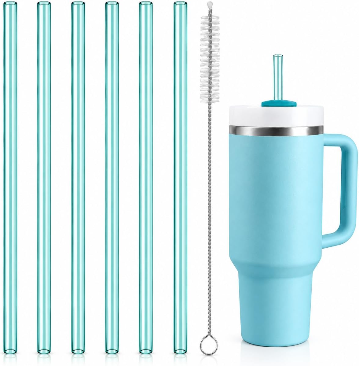 Replacement Straw Compatible with 40 oz Stanley Quencher Tumbler, 12 Inch Extra Long Reusable Plastic Straws for 40 Oz Cup,Clear-6 Pack