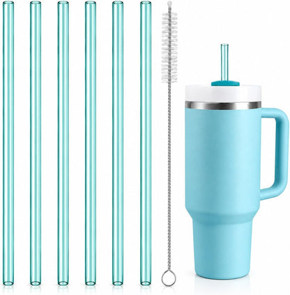 Replacement Straw Compatible with 40 oz Stanley Quencher Tumbler, 12 Inch Extra Long Reusable Plastic Straws for 40 Oz Cup,Clear-6 Pack