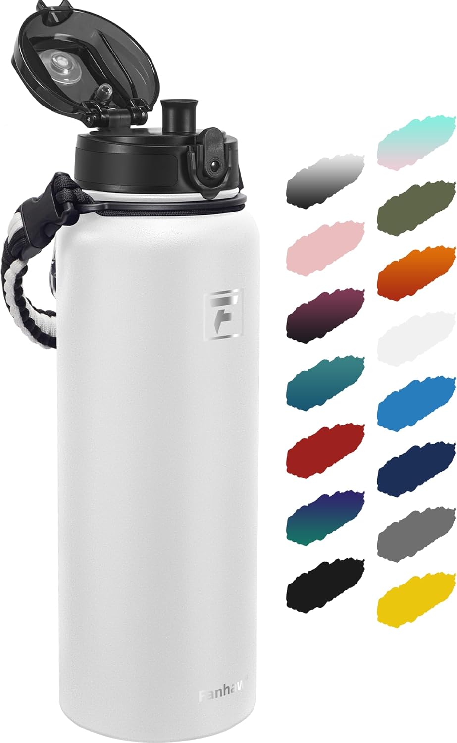 Fanhaw 20 oz Insulated Stainless Steel Water Bottle with Anti-Dust Chug Lid, Leakproof Vacuum Metal Everyday Use Bottle for Kids, Teens & Adults, Back to School Essentials (Green Blue)