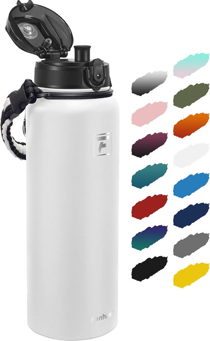 Fanhaw 20 oz Insulated Stainless Steel Water Bottle with Anti-Dust Chug Lid, Leakproof Vacuum Metal Everyday Use Bottle for Kids, Teens & Adults, Back to School Essentials (Green Blue)
