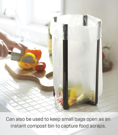 YAMAZAKI Home Tower Kitchen Multi Eco Stand - Multifunctional Plastic Bag Holder Bottle Dryer - Steel