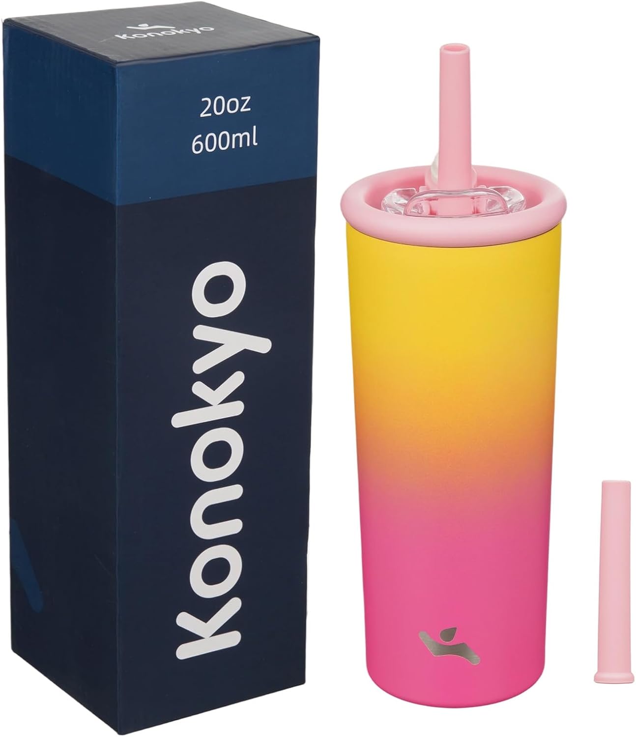 Konokyo 25oz Insulated Tumbler with Lid and Straw, Reusable Iced Coffee Cup with Lid, Travel Coffee Mug, BPA-Free, Leak-Proof and Durable, Oasis