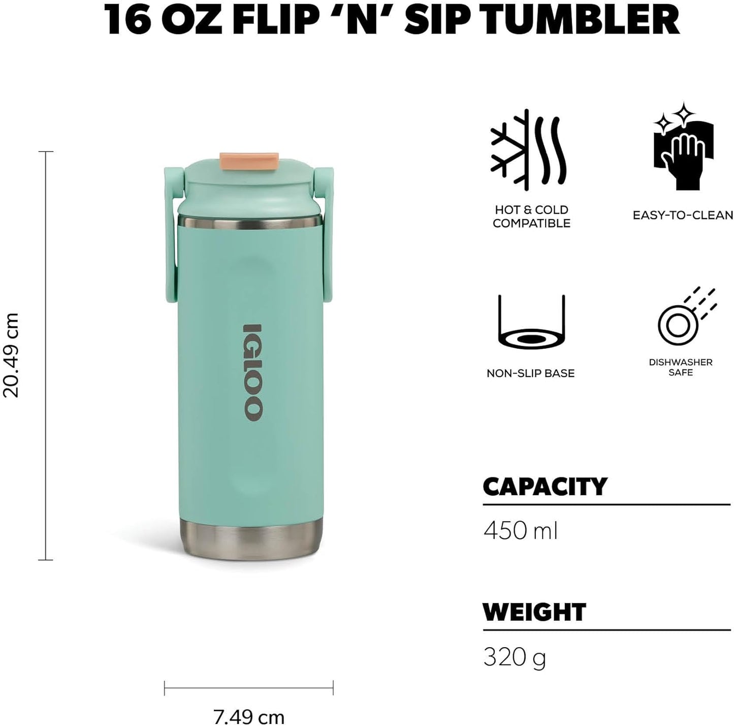 Igloo 20 oz Stainless Steel Tumbler | Sport Sipper Bottle | Thrift Pink