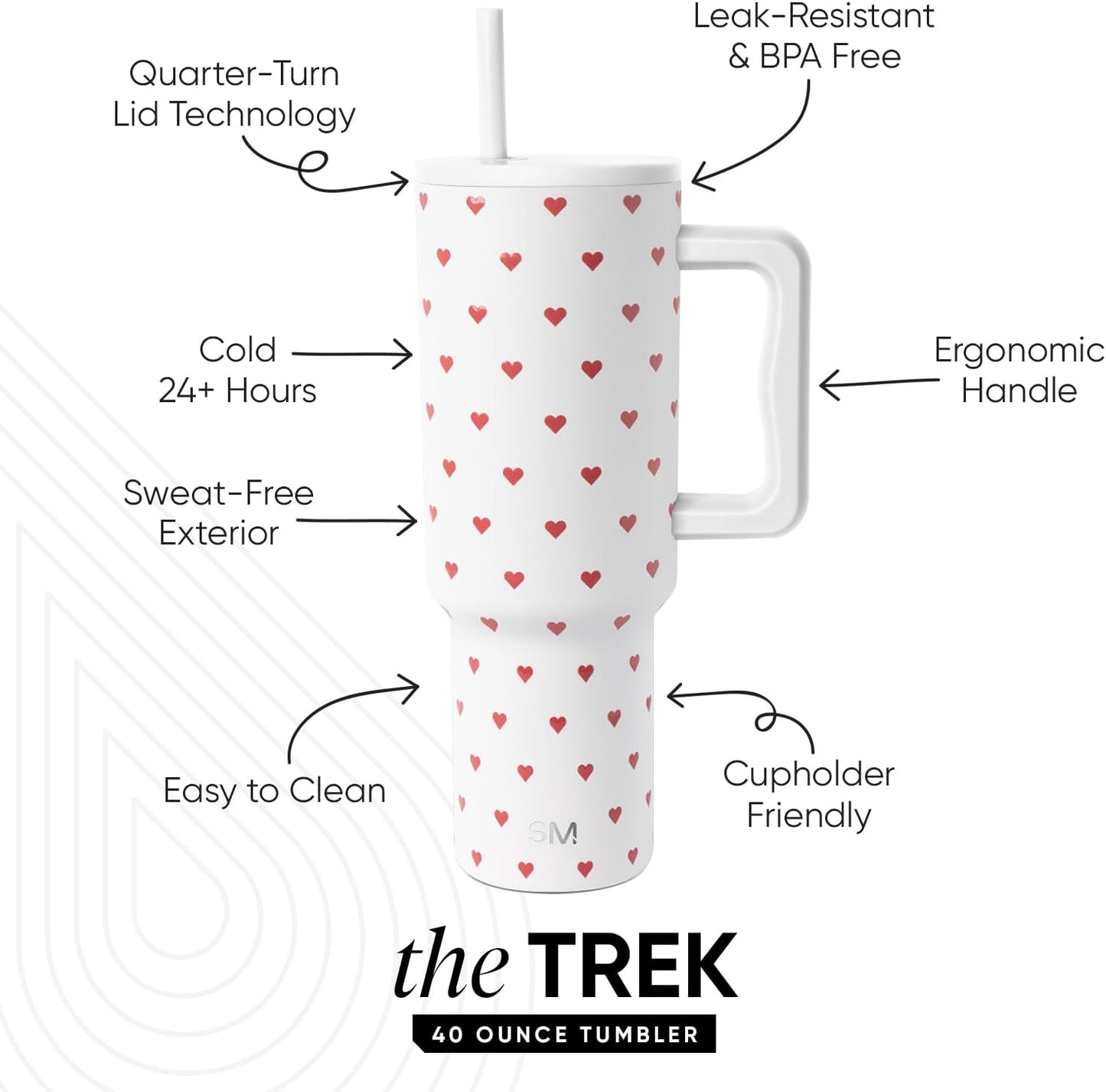 Simple Modern 40 oz Trek Tumbler with Handle and Straw Lid | Cup Holder Friendly Insulated Stainless Steel Travel Mug | Sea Glass Sage - Colors A