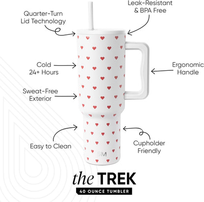Simple Modern 40 oz Trek Tumbler with Handle and Straw Lid | Cup Holder Friendly Insulated Stainless Steel Travel Mug | Sea Glass Sage - Colors A