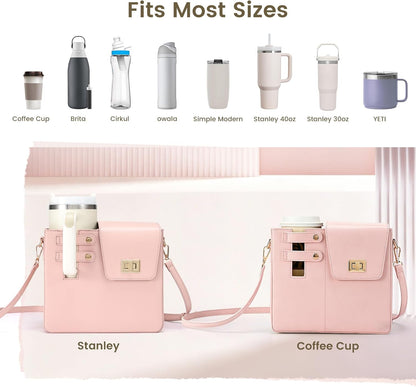 Outdoor Portable Crossbody Water Cup Purse Bag Water Bottle Carrier Bag with Phone Pocket Tumbler Carrier with Strap