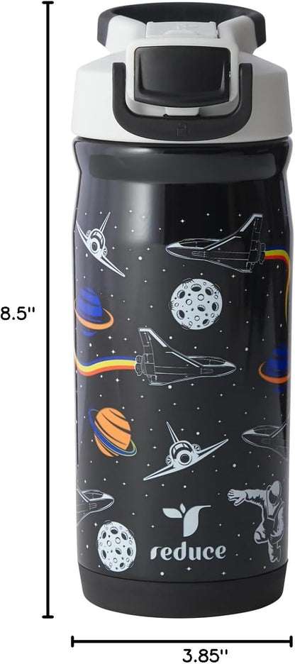 Reduce Hydrate Pro Kids 14oz Stainless Steel Insulated Water Bottle w/Straw – Spill Proof Tumbler for Kids – 30 Hour Cold Retention – Dishwasher Safe Leak-Proof Design - Abstract Flowers