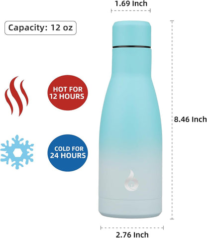 BJPKPK Insulated Water Bottle 12oz Small Stainless Steel Water Bottles Reusable Metal Thermal Keep Cold and Hot,Dreamy Purple - Colors B
