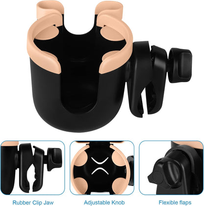 Accmor Stroller Cup Holder with Phone Holder, Bike Cup Holder, Universal Cup Holder for Uppababy Nuna Doona Strollers, 2-in-1 Cup Holder for Walker, Wheelchair, Scooter - Colors B