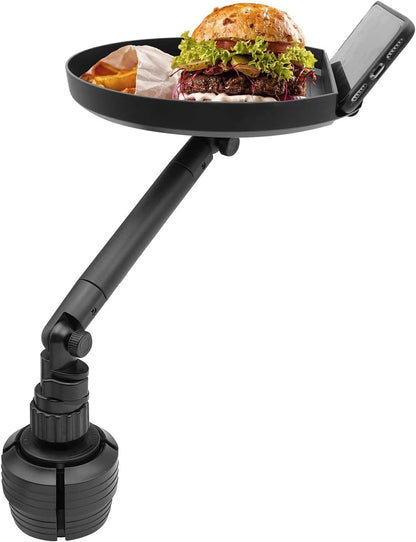 Macally Car Cup Holder Tray and Cup Holder Expander with Phone Slot - Enjoy Your Meal - 9" Car Food Tray Table and Drink Holder for Yeti, Hydroflask, etc.
