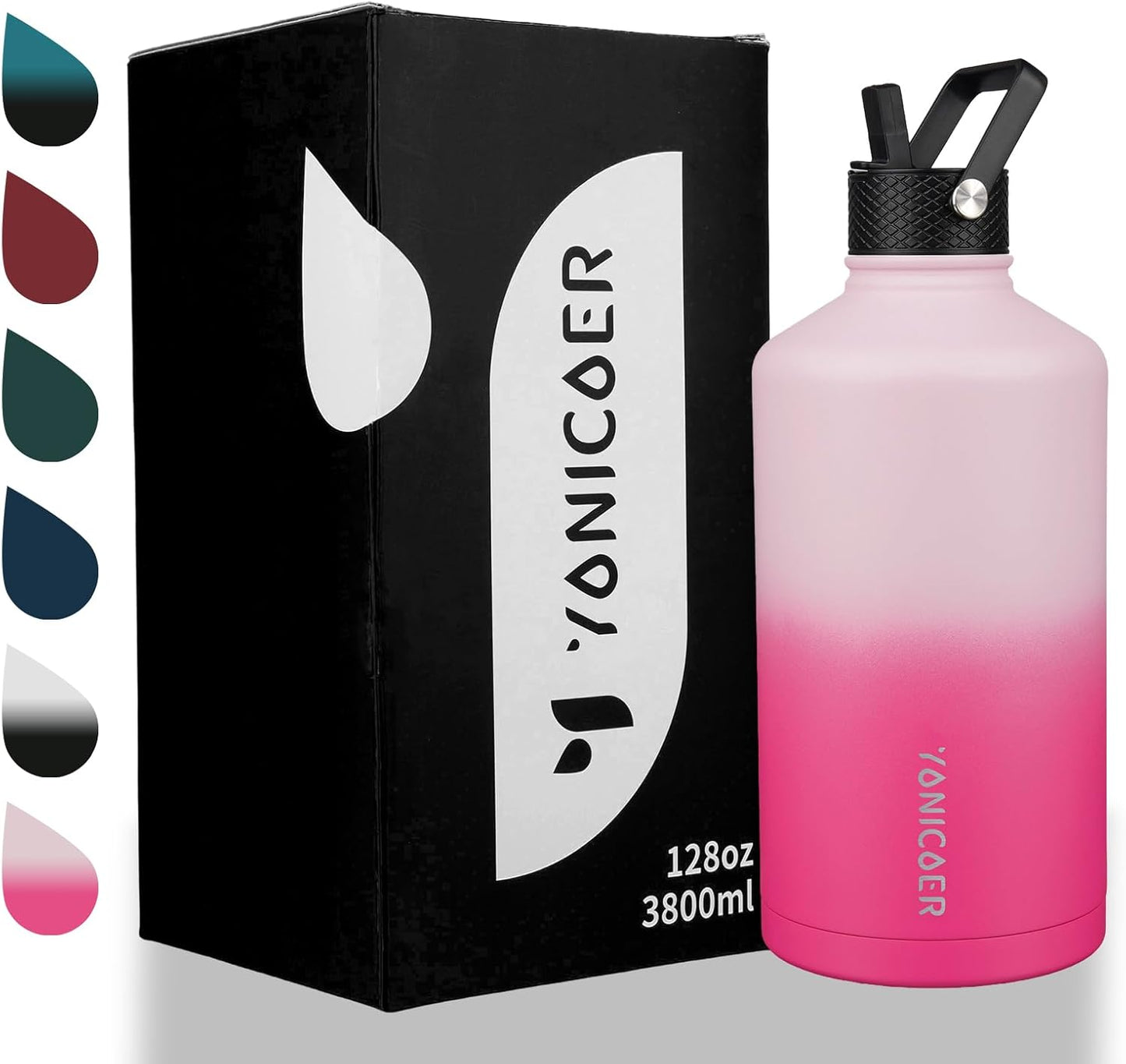 Insulated Water Bottle 40oz,Triple Wall Vacuum Stainless Steel(Dishwasher Safe),Leak Proof & Non-BPA,Flask Jug with Paracord Handle & Straw Spout Lids Sports Cherry Blossom