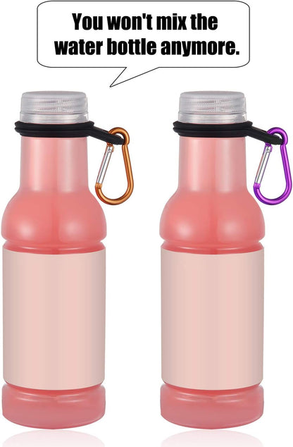 Boao 5 Sets Silicone Water Bottle Carrier with 5 Pieces Keychain Clip Key Ring Clip for Outdoor Activities or Daily Use (Black, Silver, Yellow, Purple and Green)