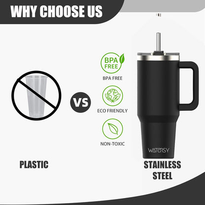40 oz Tumbler with Handle,Tumbler with Lid and Straw,Double Wall Insulated Cup Stainless Steel Travel Mug(Cold for 34 Hours),Water Bottle for Iced Tea,Coffee,Cold Beverages(Purple)