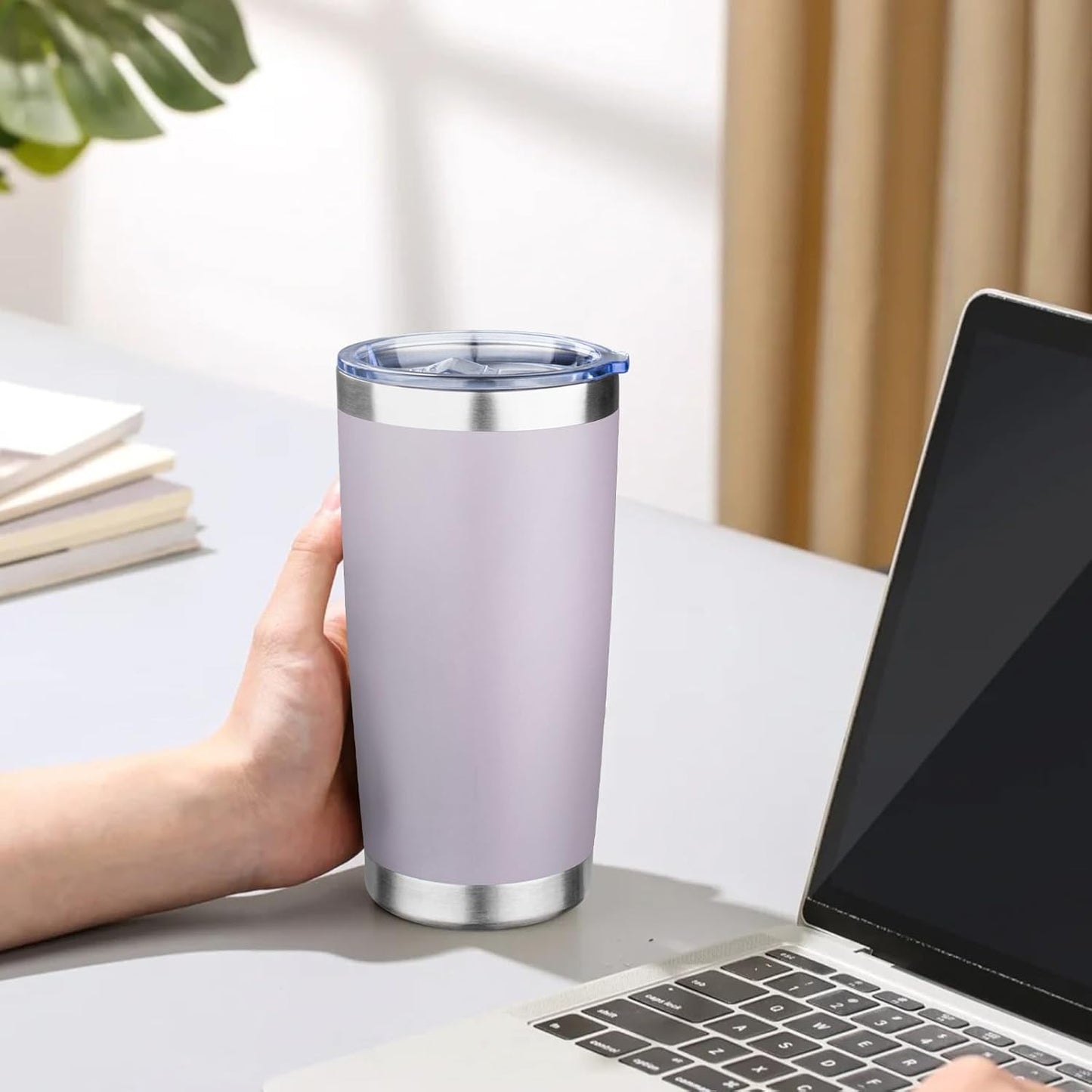 20oz Tumbler with Lid Double Wall Vacuum Insulated Travel Coffee Mug Stainless Steel Thermal Cup Powder Coated Sturdy Coffee Tumbler for Hot and Cold Beverage (Baby blue,1)