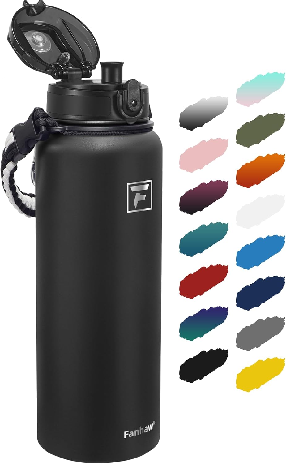 Fanhaw 20 oz Insulated Stainless Steel Water Bottle with Anti-Dust Chug Lid, Leakproof Vacuum Metal Everyday Use Bottle for Kids, Teens & Adults, Back to School Essentials (Green Blue)