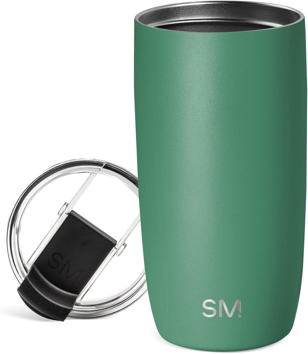 Simple Modern Voyager Tumbler with Flip Lid | Travel Coffee Mug | Insulated Stainless Steel Cold Brew Iced or Hot Coffee Cup | Gifts for Women Men Her Him | 16oz, Almond Birch