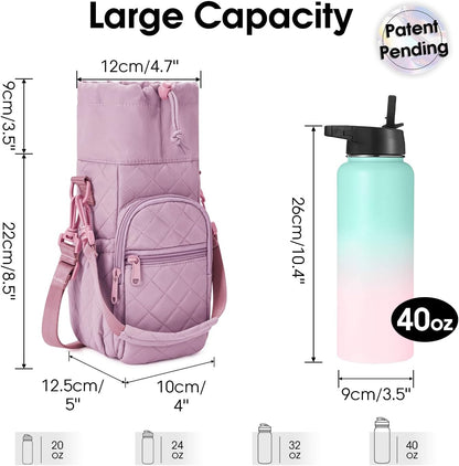 sportsnew Water Bottle Holder 40oz Crossbody Insulated Cup Sleeve Water Bottle Carrier Sling Bag with Phone Pocket, Walking