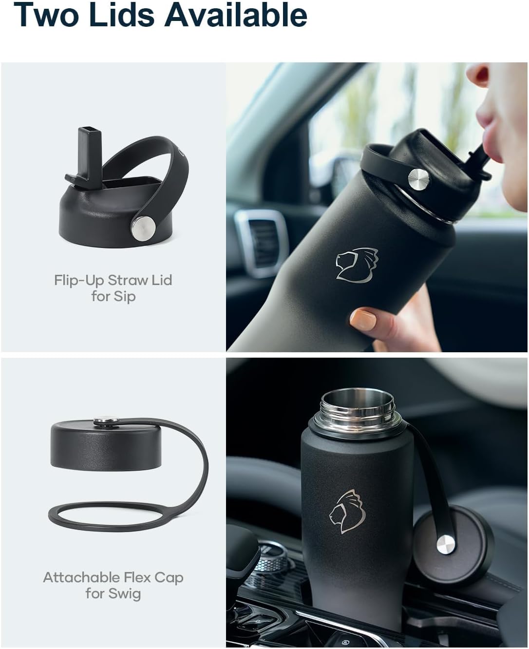BUZIO 40oz Insulated Water Bottle Fits in Any Car Cup Holders, 40oz Vacuum Insulated Tumbler with Lids and Straw for Water, Travel Mug Cupholder Friendly, Leakproof Keep Cold & Hot, Indigo Crush