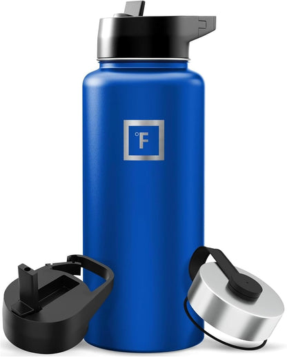 IRON °FLASK Camping & Hiking Hydration Flask with Straw, Wide Mouth Insulated Stainless Steel Sports Water Bottle - 22 oz Aurora