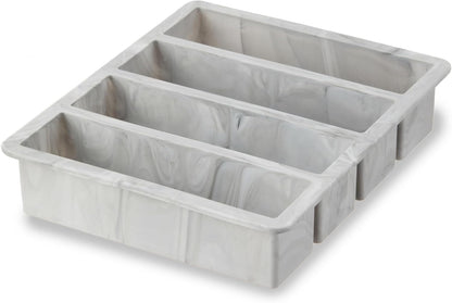 Host Ice Cube Tray, Makes Four 5-Inch Long Cubes, Durable Silicone Trays with Easy Release Design, Perfect for Water Bottles and Highball Glasses, Home Bar Accessories, Set of 1, Marble