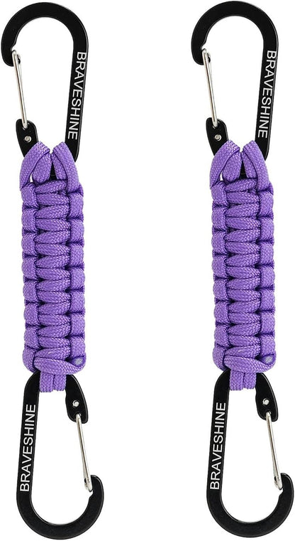 BRAVESHINE Paracord Keychain Carabiner Clip, D Ring Lanyard Hanger Stroller Hook for Water Bottle, Key, Backpacks, Men, Women
