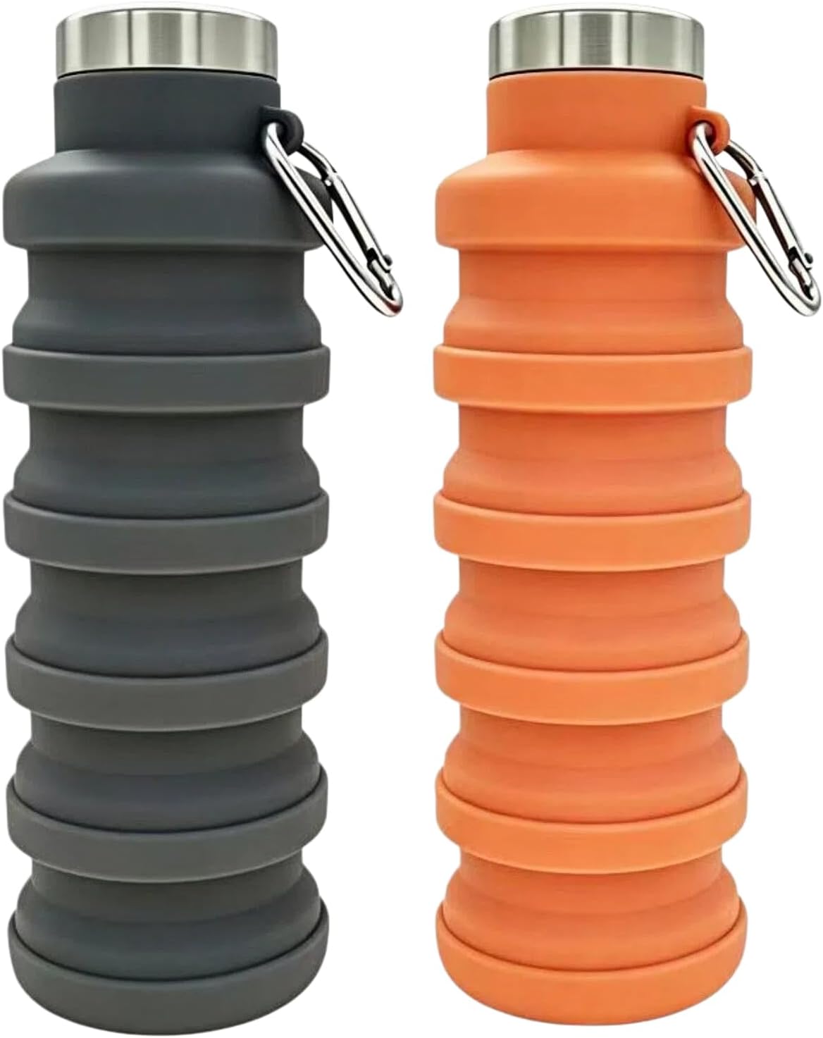 YCT Collapsible Water Bottle 17oz（500ml），Travel Portable Sport Water Bottle，Reusable Silicone Foldable Water Bottles for Gym Camping Hiking (Purple+Black)