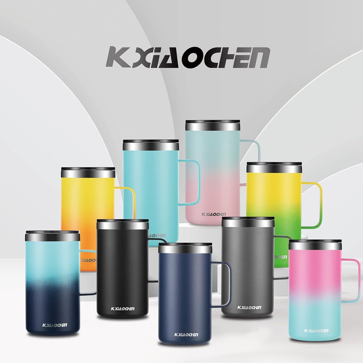 KXIAOCHEN 20oz Insulated Coffee Mug with Lid, Stainless Steel Coffee Cup, Double Wall Vacuum Coffee Tumbler with Handle, Premium Thermal Travel Coffee Mug (Navy Blue)