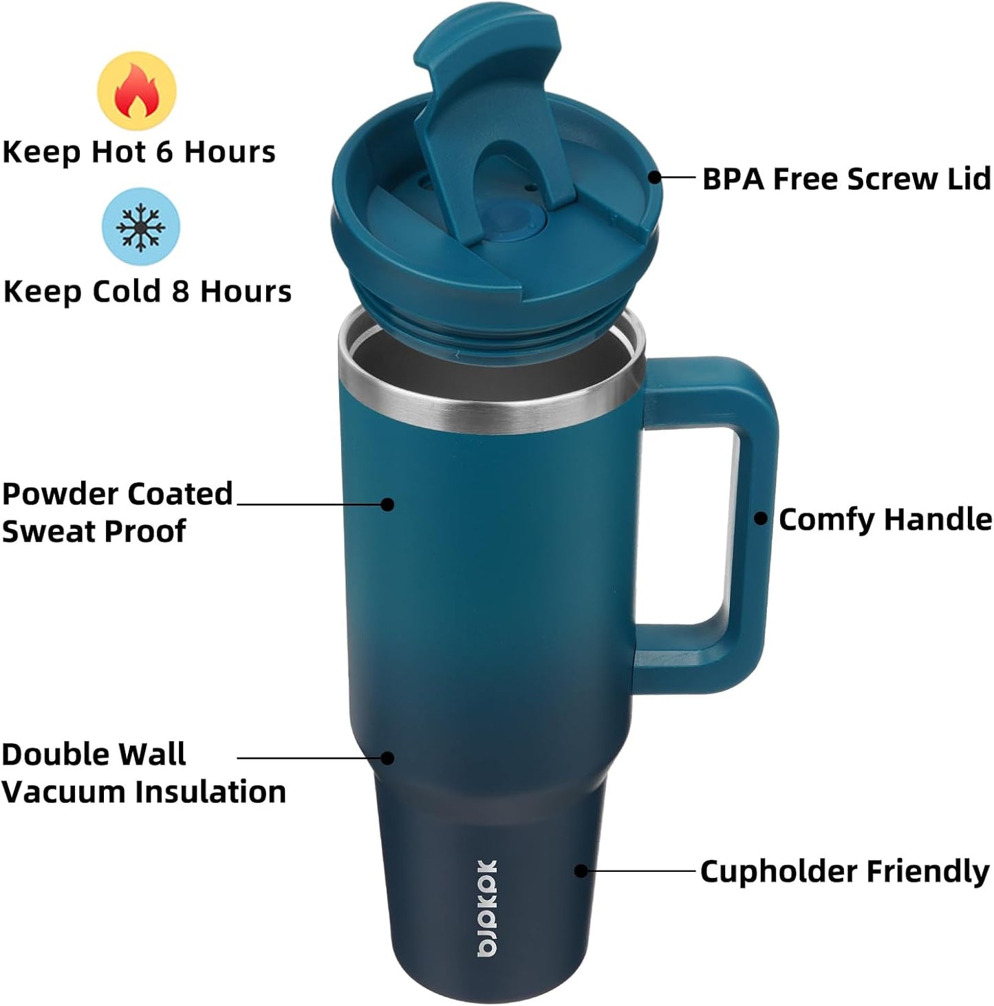 BJPKPK 30oz Stainless Steel Insulated Tumbler With Handle And Lid Straw Travel Coffee Mug Thermal Cup,Black