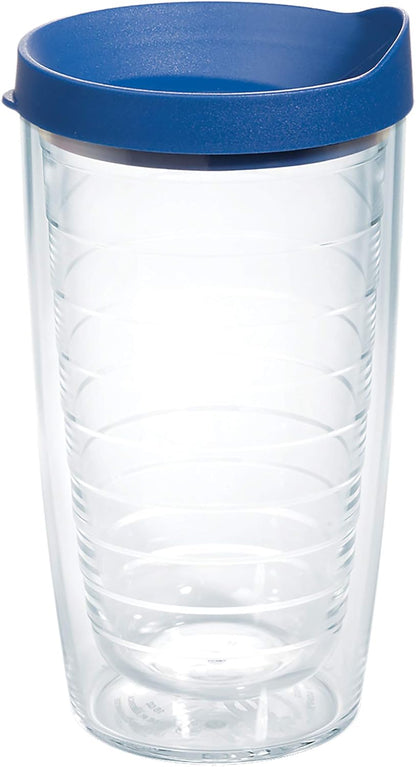 Tervis Clear & Colorful Lidded Made in USA Double Walled Insulated Tumbler Travel Cup Keeps Drinks Cold & Hot, 24oz, Black Lid, 1 Count (Pack of 1)
