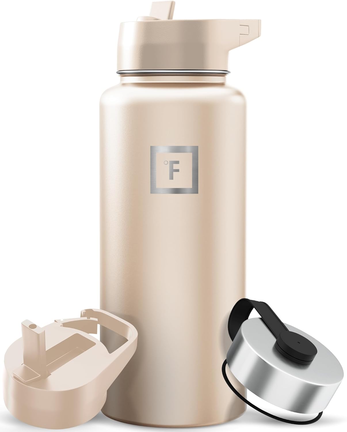 IRON °FLASK Camping & Hiking Hydration Flask with Straw, Wide Mouth Insulated Stainless Steel Sports Water Bottle - 22 oz Aurora