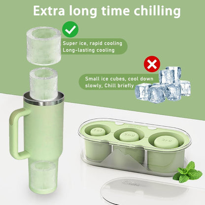 Ice Mold for Stanley Cup 30/40 Oz - Easy Fill and Release Without Touching Ice, Silicone Ice Cube Tray with Clear Lid and Bin for Freezer, Whiskey, Cocktail (Blue)