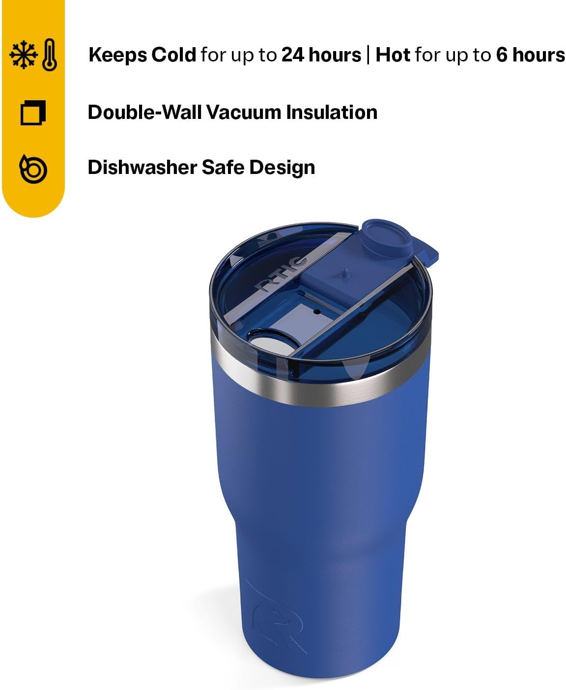 RTIC 20oz Essential Tumbler with Lid, Ceramic Lined, Insulated, Stainless Steel, Metal, Double Wall Vacuum-Insulation, Travel Cup for Iced Coffee, Tea, Hot and Cold Drink, Graphite