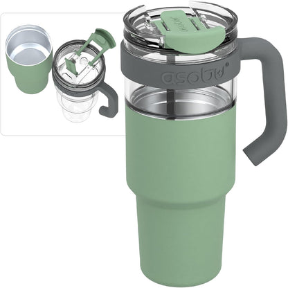 asobu Ultimate Ceramic Travel Mug, 12oz Insulated Stainless Steel Coffee Cup with Handle & Splash-Resistant Lid, Ceramic Lined for Pure Taste, BPA-Free, Double-Wall Vacuum for Hot Drinks