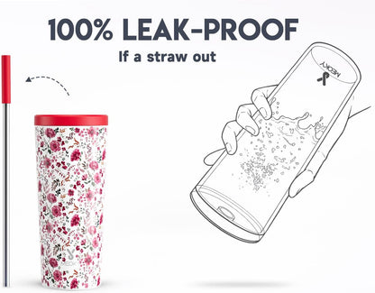 Meoky 24 oz Insulated Tumbler with Lid and Straw, Stainless Steel Vacuum Insulated Tumbler, Keeps Cold for 24 Hours, 100% Leak Proof, Fits in Car Cup Holder (Night)