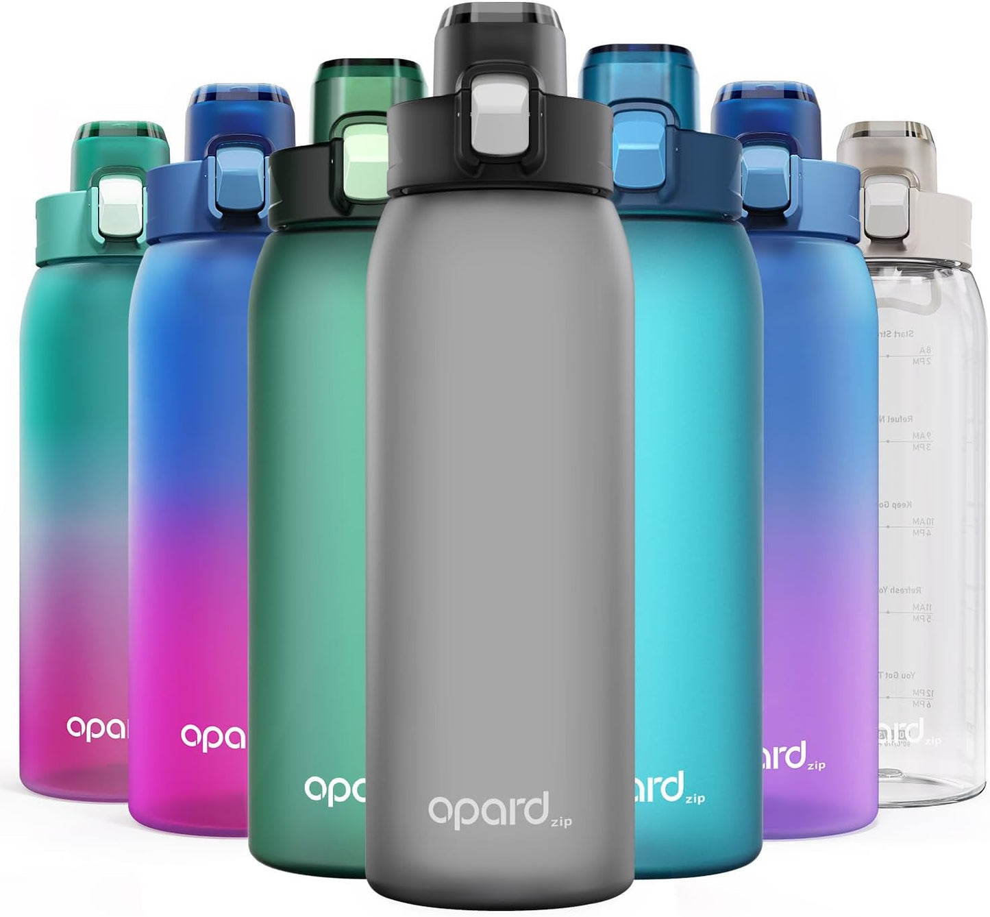 Opard Zip 32oz Plastic Water Bottle Dishwasher Safe, Leakproof Flip-Top Lid, BPA Free Tritan, Wide Mouth Reusable Sports Water Bottle for Gym Hiking Commuting Outdoor Travel and School